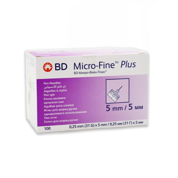 سرسوزن قلم انسولین بی دی مدل Micro-Fine سایز 5 میلی‌متر 100 عددی