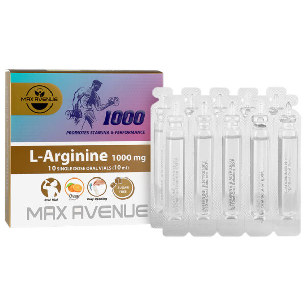 ویال ال آرژنین 1000 میلی گرم مکس اونیو حاوی 10 عدد
