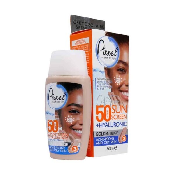فلوئید ضد آفتاب SPF50 مناسب پوست چرب و جوشدار رنگ بژ طلایی پیکسل 50 میلی لیتر