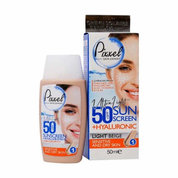 کرم ضد آفتاب SPF50 رنگ بژ روشن مناسب پوست خشک و حساس پیکسل 50 میلی لیتر