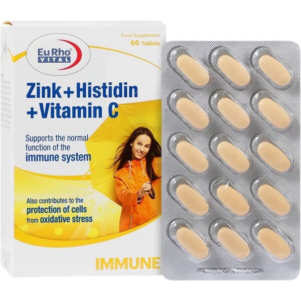 قرص زینک و هیستیدین و ویتامین C یوروویتال بسته ۶۰ عددی