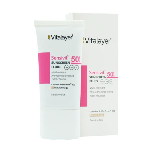 فلوئید ضد آفتاب SPF50 پوست حساس (بژ طبیعی)  50 میلی لیتر ویتالیر