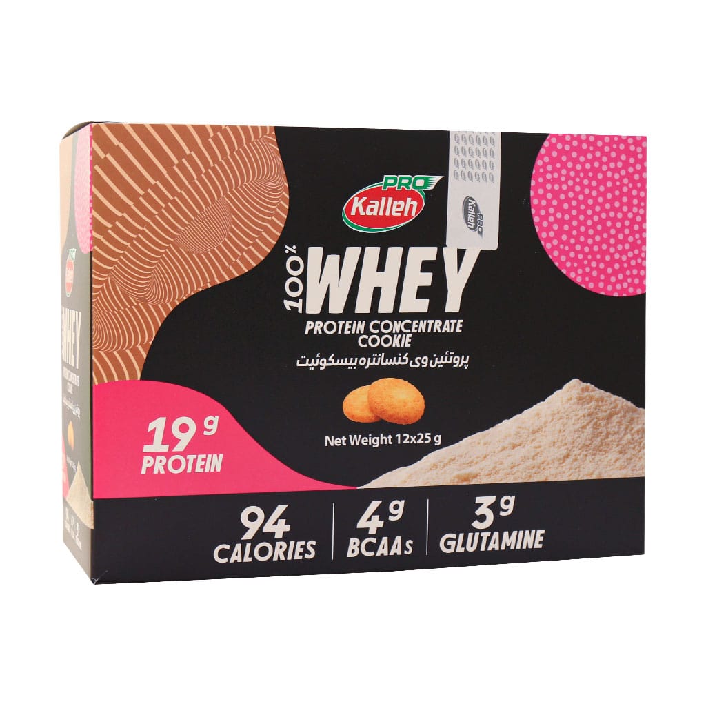 Kalleh-Pro-Whey-Protein-Cocentrate-12-Pcs ساشه پروتئین وی کنسانتره با طعم کوکی 25 گرم 12 عددی کاله - تصویر 1