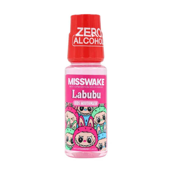 دهانشویه کودک دخترانه لبوبو صورتی با طعم توت فرنگی 200 میلی لیتر میسویک Misswake Mouthwash Labubu