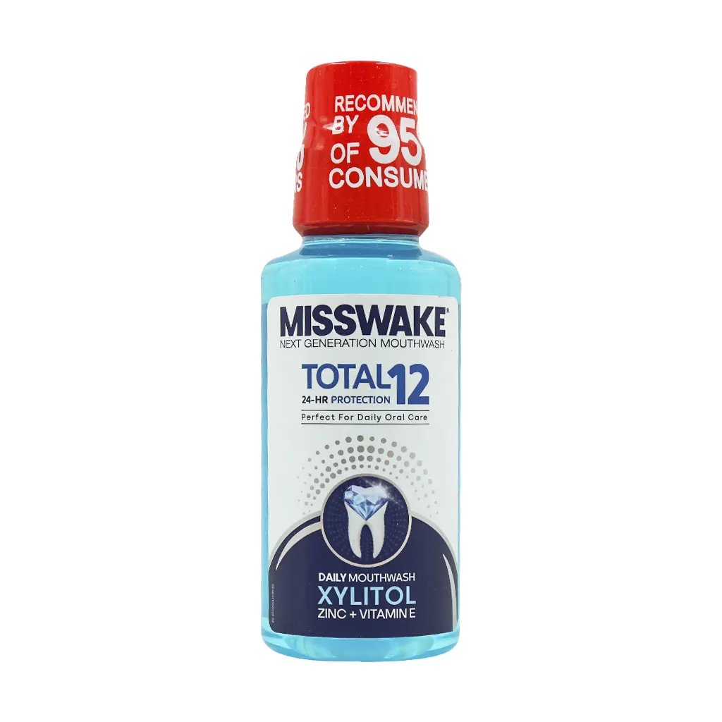 Misswake-Total-12-Mouthwash-400 دهانشویه توتال 12 حاوی زایلیتول 400 میلی لیتر میسویک - تصویر 1
