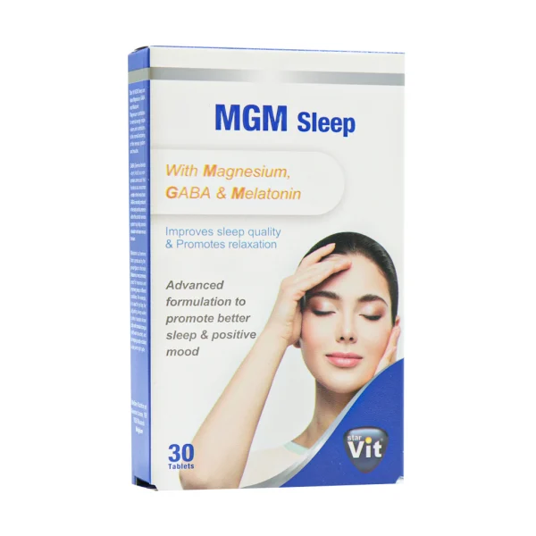 قرص منیزیم + گابا + ملاتونین 125میلی گرم + 100میلی گرم + 2.5میلی گرم ام جی ام اسلیپ استارویت Starvit Mgm Sleep
