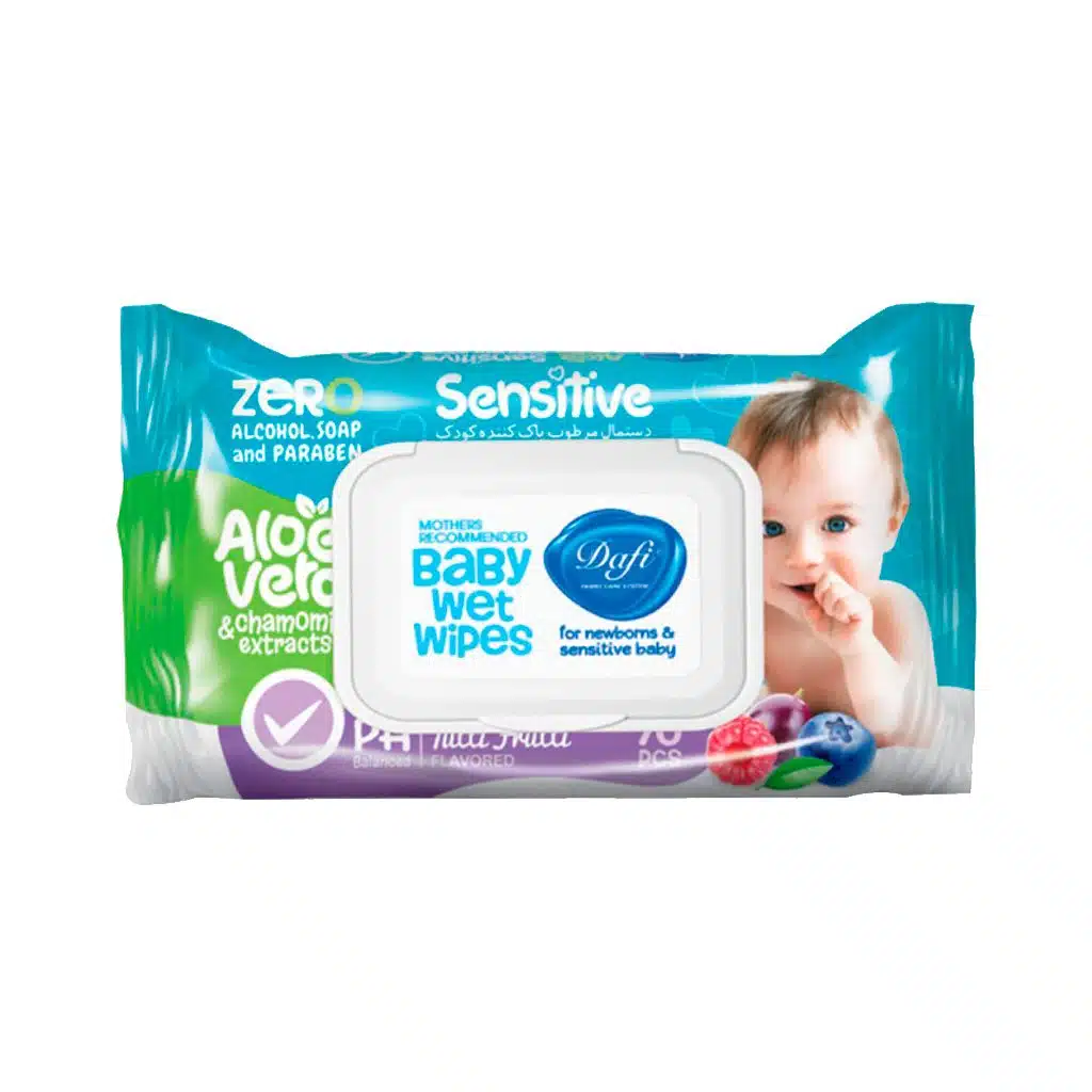 dafi-baby-wet-wipes-for-sensitive-skins-70pcs.jpg دستمال مرطوب پاک کننده کودک پوست حساس 70 عدد دافی - تصویر 1