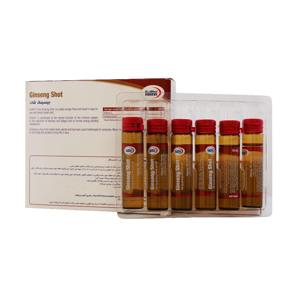 Eurho-Vital-Ginseng-Shot-Drinking-Vials (1) ویال خوراکی جینسینگ شات یوروویتال 6 عدد - تصویر 1